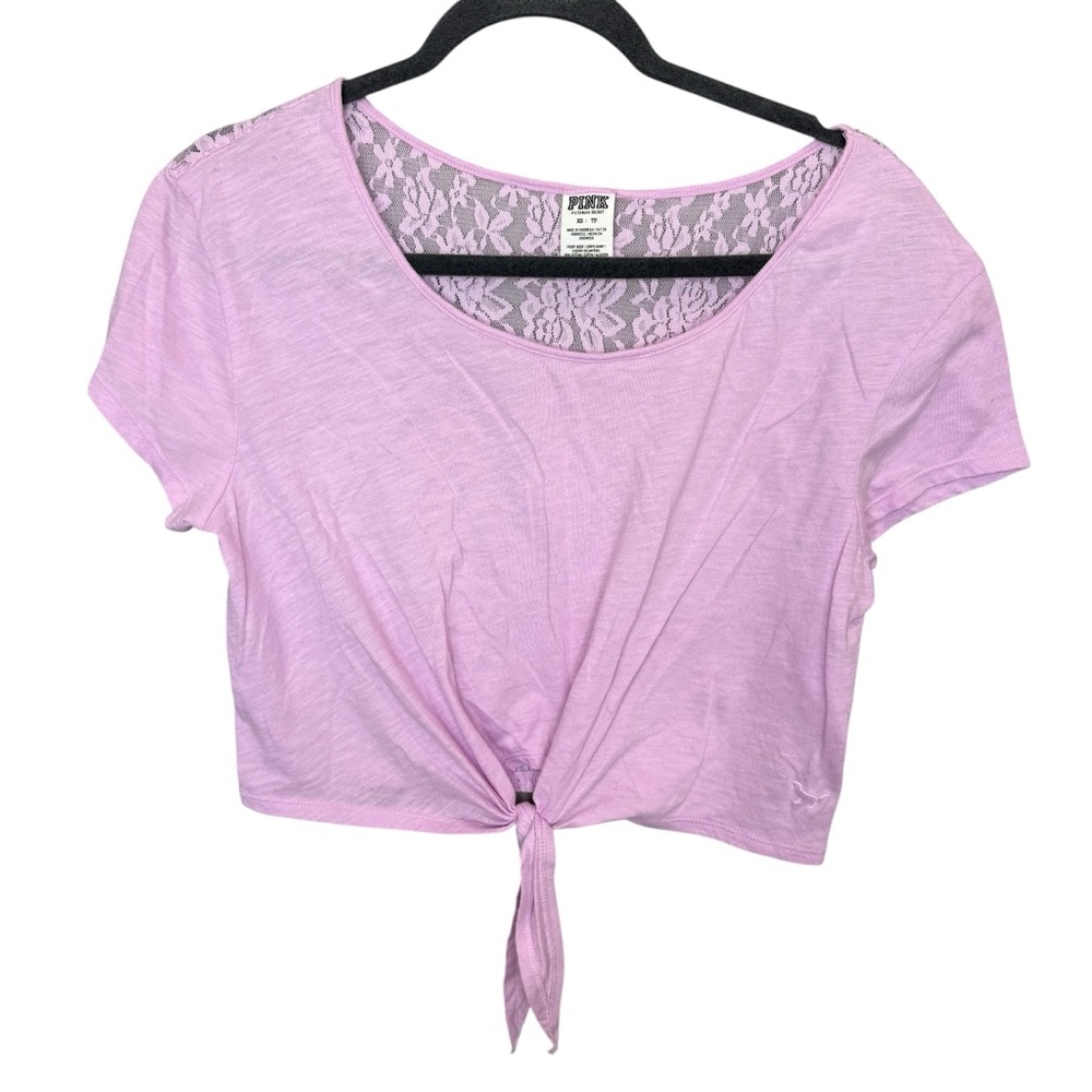 PINK Victoria's Secretโ Light Pink Tie-Front Crop Top